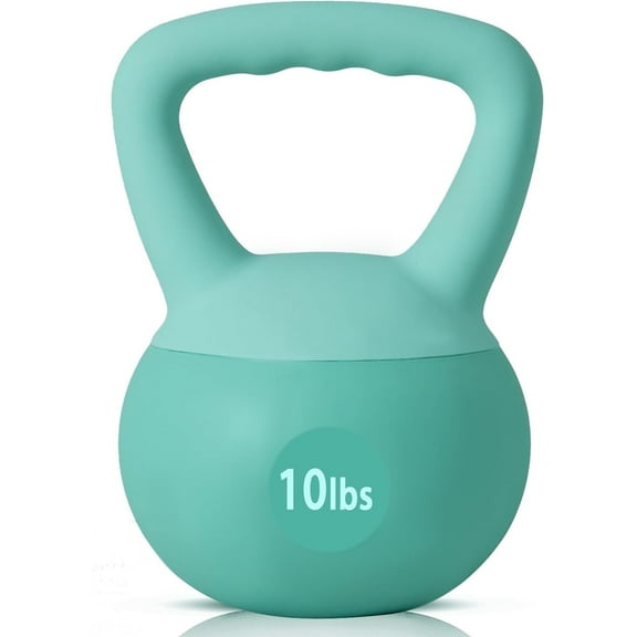 Soges Soft Kettlebells,Iron Sand Filled Weights Strength Training Kettlebells,Shock-Proof Weights and Wide-Grip Handle,Fitness Soft Kettlebells for Women Men,Home Gym Kettlebells,Green,10LBS
