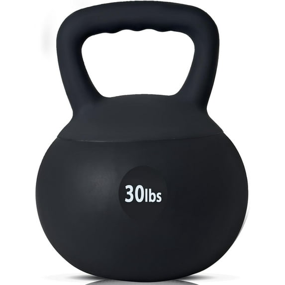 Soges Soft Kettlebells,Iron Sand Filled Weights Strength Training Kettlebells,Shock-Proof Weights and Wide-Grip Handle,Fitness Soft Kettlebells for Women Men,Home Gym Kettlebells,Black,30LBS