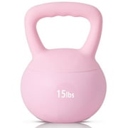 Soges Soft Kettlebells,Iron Sand Filled Weights Strength Training Kettlebells,Shock-Proof Weights and Wide-Grip Handle,Fitness Soft Kettlebells for Women Men,Home Gym Kettlebells,Pink,15LBS
