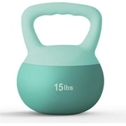 Soges Soft Kettlebells,Iron Sand Filled Weights Strength Training Kettlebells,Shock-Proof Weights and Wide-Grip Handle,Fitness Soft Kettlebells for Women Men,Home Gym Kettlebells,Green,15LBS