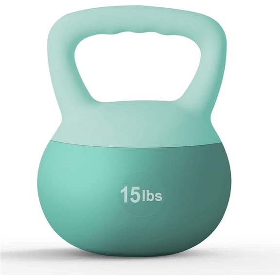 Soges Soft Kettlebells,Iron Sand Filled Weights Strength Training Kettlebells,Shock-Proof Weights and Wide-Grip Handle,Fitness Soft Kettlebells for Women Men,Home Gym Kettlebells,Green,15LBS