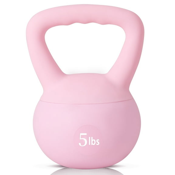 Soges Soft Kettlebells,Iron Sand Filled Weights Strength Training Kettlebells,Shock-Proof Weights and Wide-Grip Handle,Fitness Soft Kettlebells for Women Men,Home Gym Kettlebells,Pink,5LBS