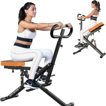 Soges Squat Machine for Home Gym, Foldable Squat Assist Trainer for Glutes Workout, Squat Rowing Machine with Adjustable Resistance and Optional Full Motion, Squat machine for Women, Black-Upgrade