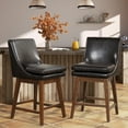 thumbnail image 1 of Soges Swivel Bar Stool with Cushion Set of 2, PU Leather Counter Height Bar Chair with Rubber Wood Legs, Brown, 1 of 10