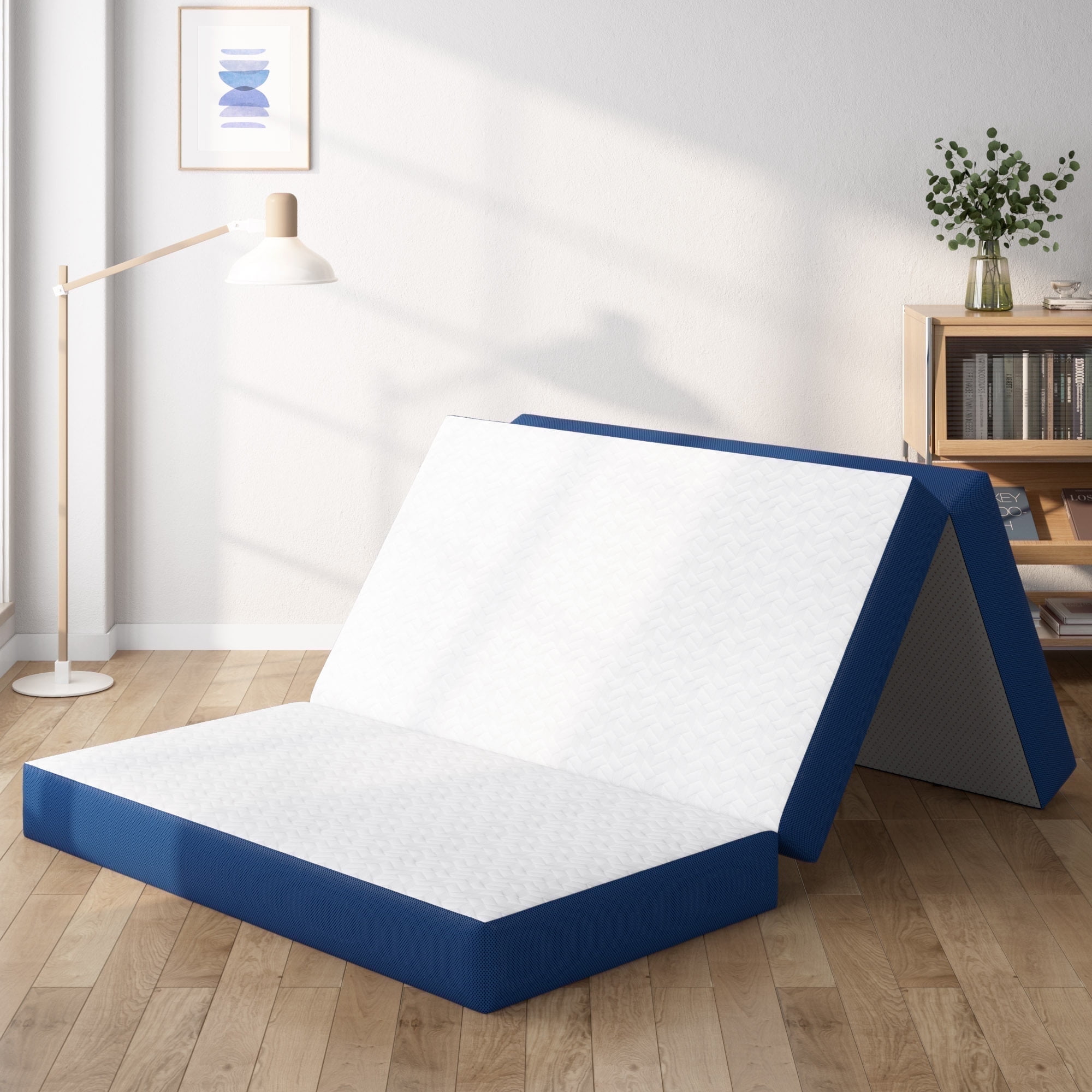 Soges 6 inch Tri-Fold Mattress Twin Size Memory Foam Mattress Portable Floor Mattress for Travel & Camping, Washable Cover Foldable Mat