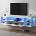 thumbnail image 1 of Soges Wall Mounted TV Cabinet with 3 Drawers and LED Lights, Floating TV Stand with LED for Living Room Bedroom, White, 55 inch, 1 of 8