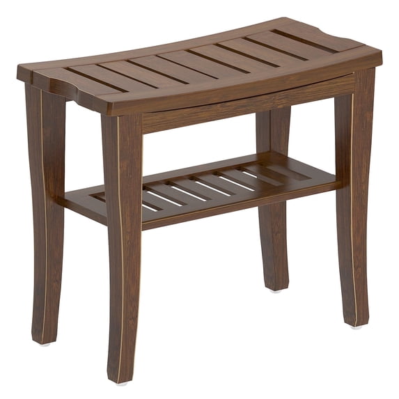 Soges Wood Bathroom Shower Bench Bamboo Shower Stool Non-slip Waterproof Shower Seat, Bath Shower Benches Stool for inside or outoor shower, Coffee