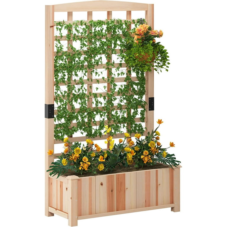 Soges Wood Planter with Trellis for Climbing Plants, Free