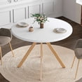 thumbnail image 1 of Soges Wood Round Dining Table for Kitchen Dining Room, 39.4inch Modern Dining Table with Metal Legs, Oak, 1 of 10