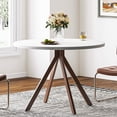 thumbnail image 1 of Soges Wood Round Dining Table for Kitchen Dining Room, 39.4inch Modern Dining Table with Metal Legs, Walnut, 1 of 11