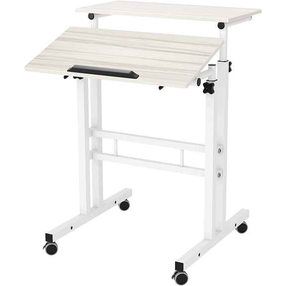 SogesHome 23.6 inches Adjustable Laptop Desk Standing Table Portable Computer Table Stand Desk Cart Tray, White Maple, 101-MP-HCA
