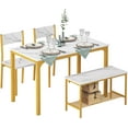 thumbnail image 1 of SogesHome 43.3'' Kitchen Dining Table Set for 4, Kitchen Table 2 Chairs Set for 4 with , Space Saving Table Set for Apartment, Restaurant, Coffee Shop, Gold, 1 of 7