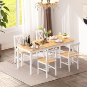 SogesHome 47.2 Dining Table Set with 4 Chairs, 5-Piece Modern Chic Design, Premium Construction, Versatile Functionality, Easy Assembly, Oak and White Finish, Oak