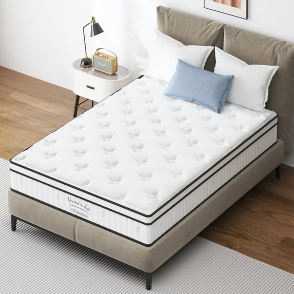 SogesPower 10inches Thickness Hybrid Mattress Gel Memory Foam- King, White