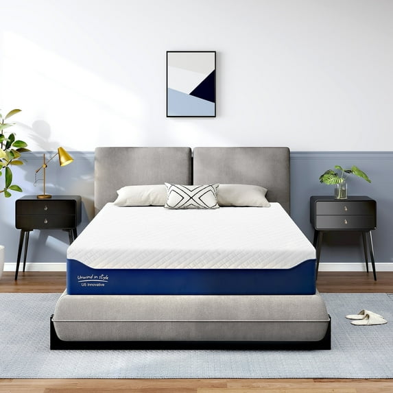 SogesPower 12 inches Full Size Hybrid Mattress Gel Memory Foam Mattress, Medium Firm Memory Foam Mattress with Washable Cover, Bed Mattress for Pressure Relief, CertiPUR-US Certified, Blue+White