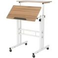 thumbnail image 1 of SogesPower 45.3"Max 2 Panels Mobile Adjustable Stand Desk,Oak, 1 of 6