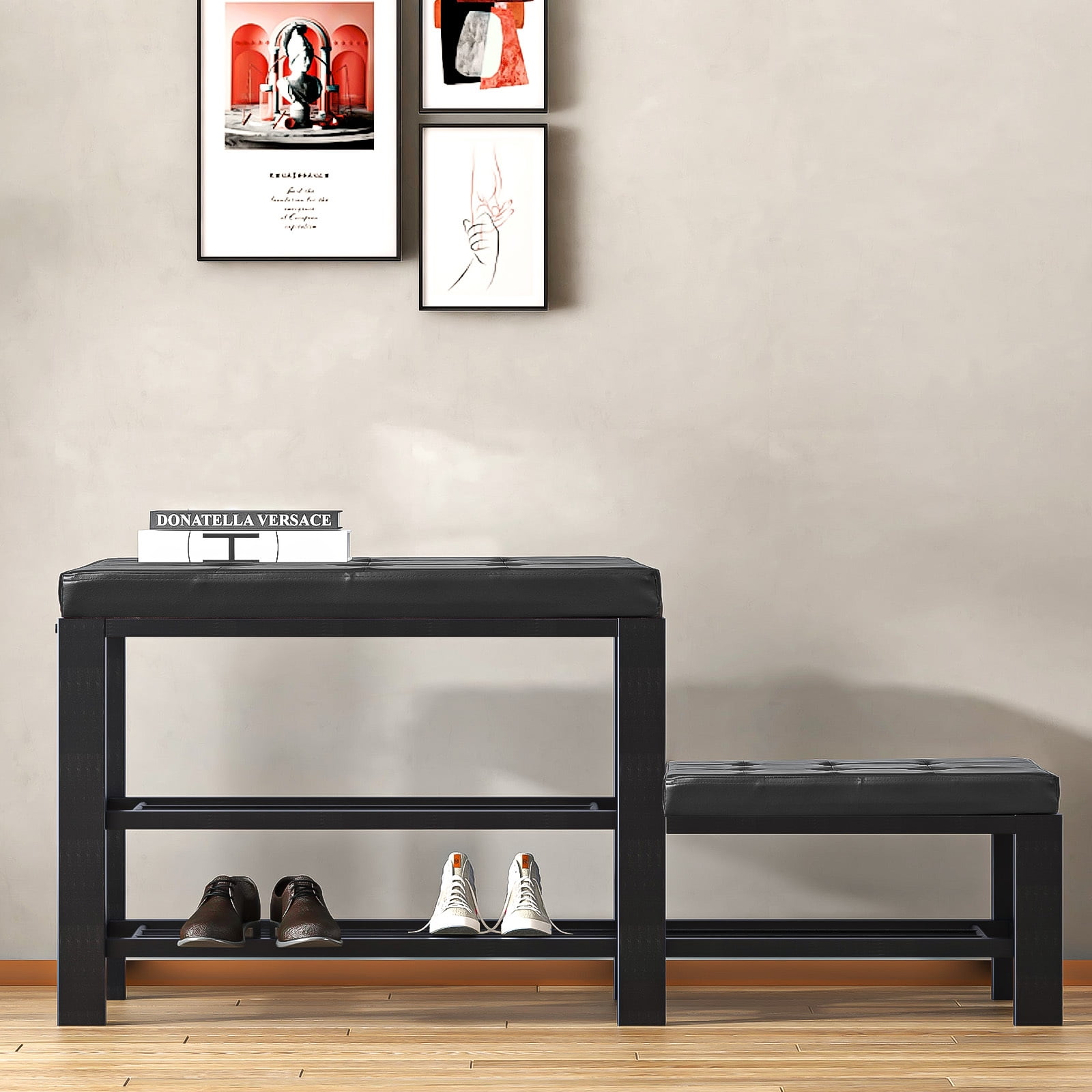 SogesPower 2-Tier Shoe Change Bench, Iron Shoe Bench with Children's ...