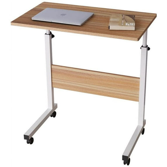 SogesPower 23.6" Student Desk Movable Side Desk with Adjustable Height for Home- Walnut