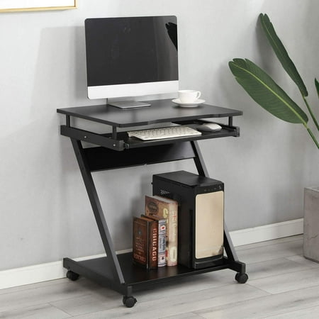 SogesPower 28.7"H Z Shaped Wood Office Desk with Drawer, Removable, Design for Home- Black
