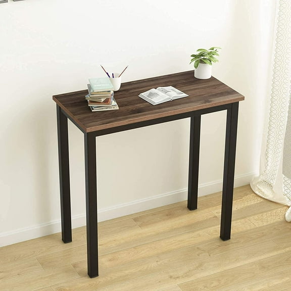 SogesPower 29.5"H Small Computer Desk for Home Office Industrial Style Folding Table Writing Table for Small Spaces Study Table Laptop Desk 31.5 inches Black Walnut