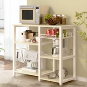 SogesPower 3-Tier Kitchen Island Cart Bakers Rack- White Maple