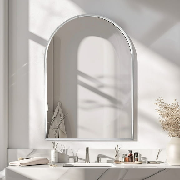 SogesPower 36"*24" Ironmongery Frame Wall Mount Mirror Bathroom Medicine Cabinet- Silver