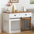 "SogesPower Large 44""H Wooden Dog Crate Furniture with Sliding Barn
