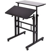 SogesPower 45.3Max 2 Panels Mobile Adjustable Stand Desk,Black