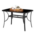 thumbnail image 1 of SogesPower 47 inch Patio Tempered Glass Table Outdoor Dining Table with Umbrella Hole Metal Frame Black Glass, 1 of 7