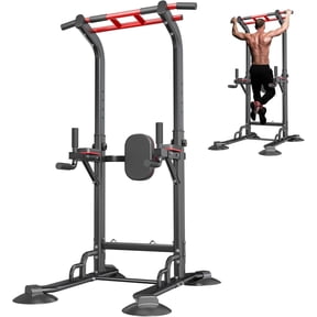 SogesPower 94.5"H Power Tower Pull Up Bar Station, 12 Adjustable Height Pull Up Bar Stand for Home Gym, Multi-Function Pull Up Dip Station Dip Bar Strength Training Fitness Equipment, 330LBS, Black