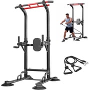 SogesPower 94.5"H Power Tower Pull Up Bar Station with Bands, 12 Adjustable Height Pull Up Bar Stand for Home Gym, Multi-Function Pull Up Dip Station Strength T