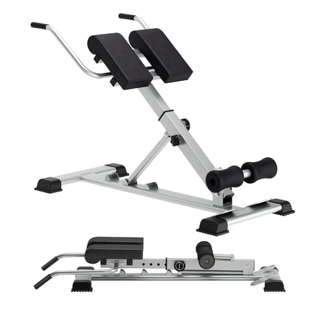 SogesPower Adjustable Hyperextension Bench, 3-Level Roman Chair with 7-Position Backrest, Foldable Core Trainer for Home Gym, Silver, 220lbs Capacity