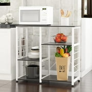 SogesPower Kitchen 3-Tier Baker s Rack with Kitchen Organizer- Black