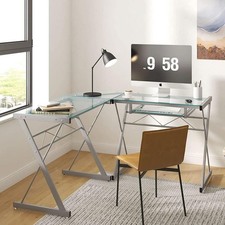 Glass l shaped desk walmart deals