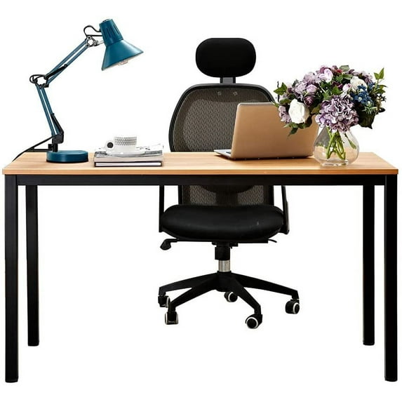 SogesPower Large Computer Desk 29.5"H Office Desk Computer Table with BIFMA Certification Sturdy Office Writing Desk,Teak Black