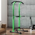 thumbnail image 1 of SogesPower Power Tower Dip Station 65"~83"H Adjustable Pull up Bar for Home Gym Strength Training Fitness Excercise Equipment, Green, 1 of 11
