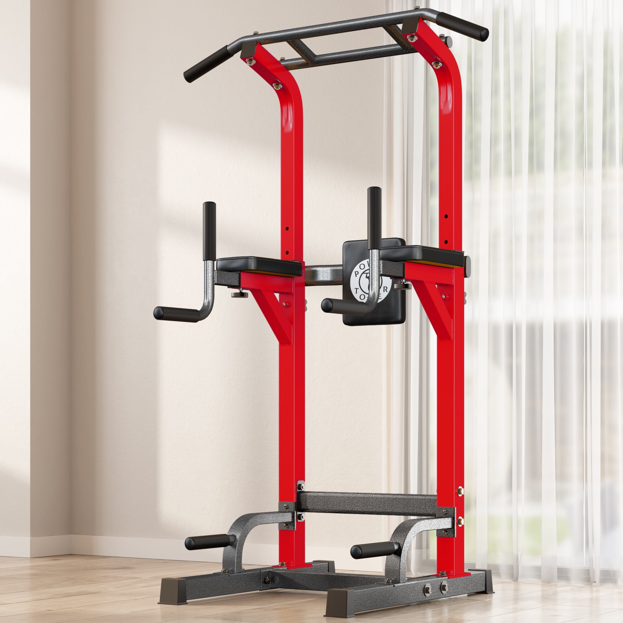 SogesPower Power Tower Dip Station Pull Up Bar Stand with Adjustable Height Multifuctional Traing Equipment for Home Walmart