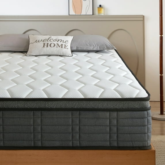 SogesPower Queen Size Hybrid Mattress 10 Inch Memory Foam Mattress, Medium Firm Twin Mattress for Pressure Relief & Cool Fresh Sleep, Fiberglass Free, Mattress in A Box, CertiPUR-US, Black