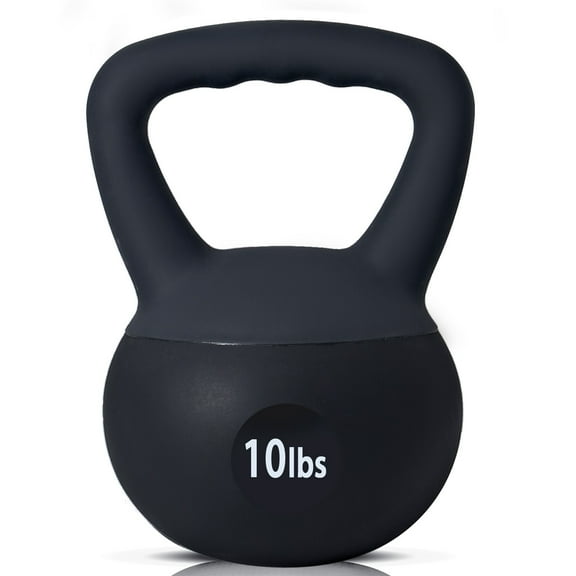 SogesPower Soft Kettlebells,Iron Sand Filled Weights Strength Training Kettlebells,Shock-Proof Weights and Wide-Grip Handle,Fitness Soft Kettlebells for Women Men,Home Gym Kettlebells,Black,10LBS