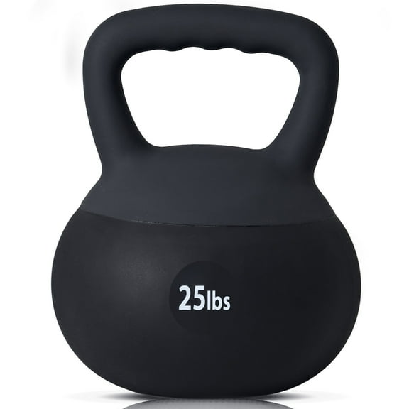 SogesPower Soft Kettlebells,Iron Sand Filled Weights Strength Training Kettlebells,Shock-Proof Weights and Wide-Grip Handle,Fitness Soft Kettlebells for Women Men,Home Gym Kettlebells,Black,25LBS