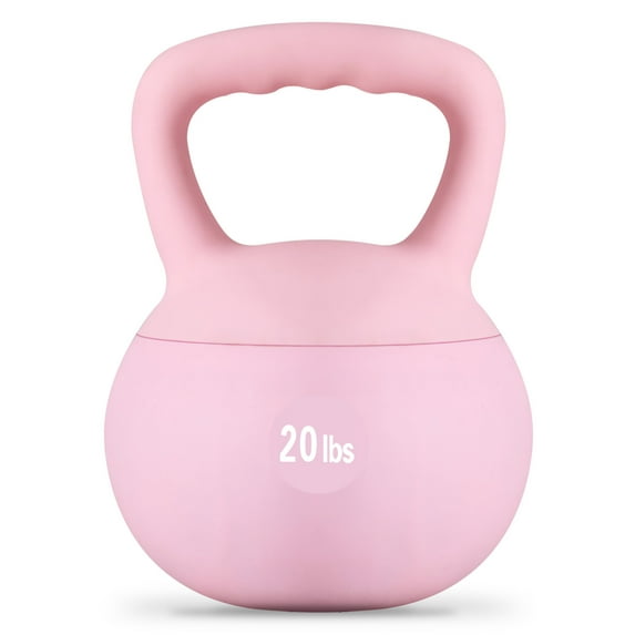 SogesPower Soft Kettlebells,Iron Sand Filled Weights Strength Training Kettlebells,Shock-Proof Weights and Wide-Grip Handle,Fitness Soft Kettlebells for Women Men,Home Gym Kettlebells,Pink,20LBS
