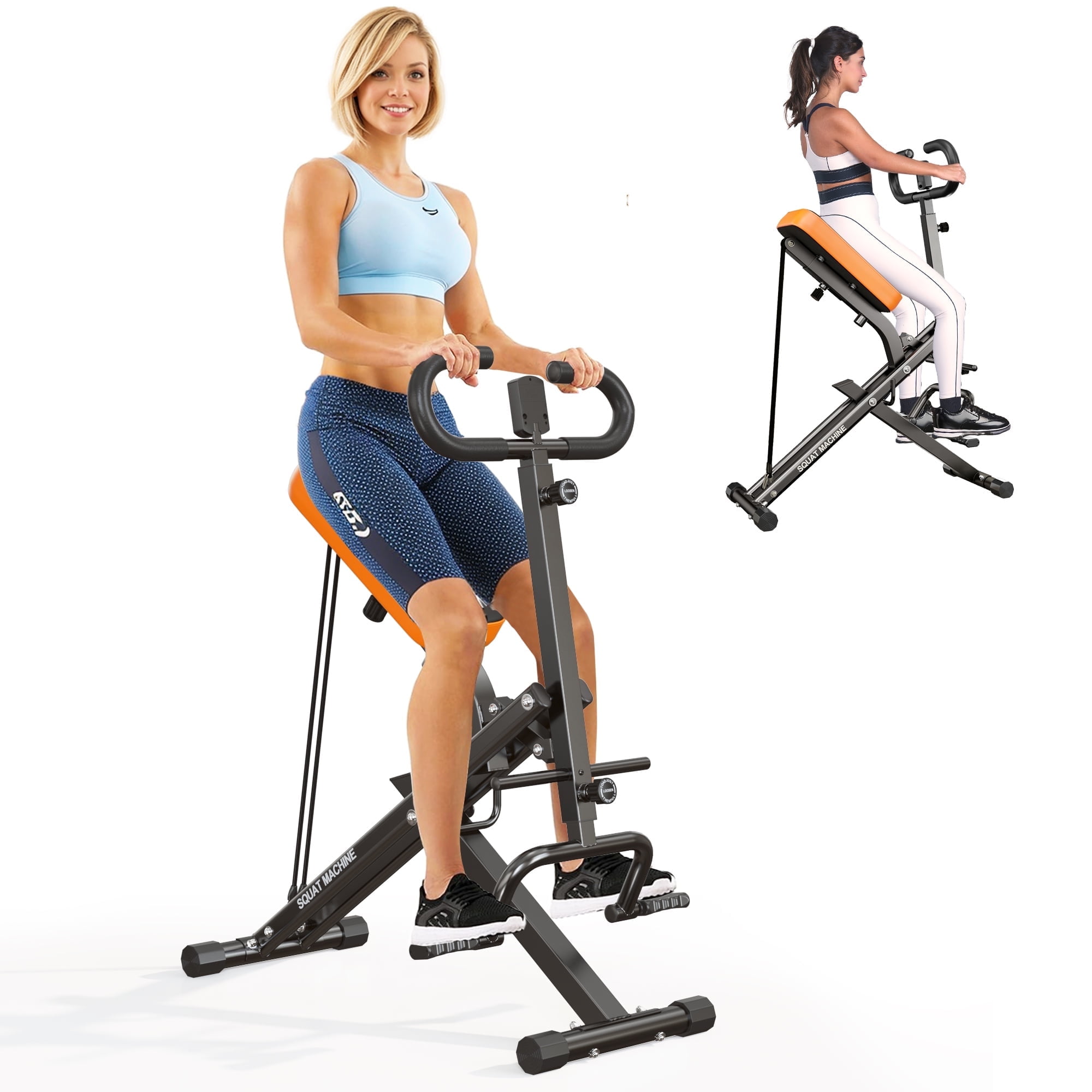 SogesPower Squat Machine Rowing Machines for Home, Foldable Fitness Rowing Machine Row, Ride Squat Machine with Adjustable 2 Resistance Bands for Workout Exercise, 330 lbs Weight Capacity, Black