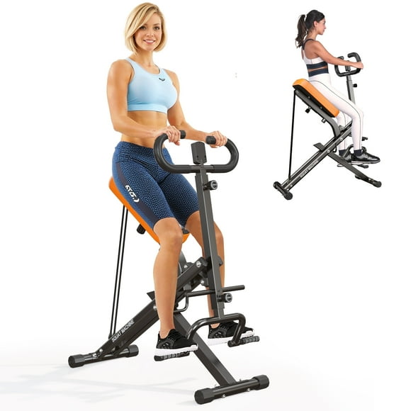 SogesPower Squat Machine Rowing Machines for Home, Foldable Fitness Rowing Machine Row, Ride Squat Machine with Adjustable 2 Resistance Bands for Workout Exercise, 330 lbs Weight Capacity, Black