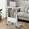 thumbnail image 1 of SogesPower Standing Computer Desk with Wheels, Movable Side Desk, Sitting Desk Height Adjustable- White, 1 of 5