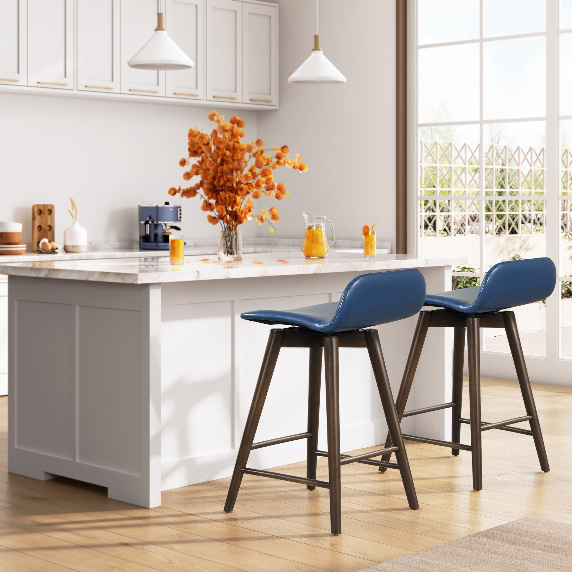 SogesPower Swivel Countertop High Bar Stool Set of 2, Counter Bar ...