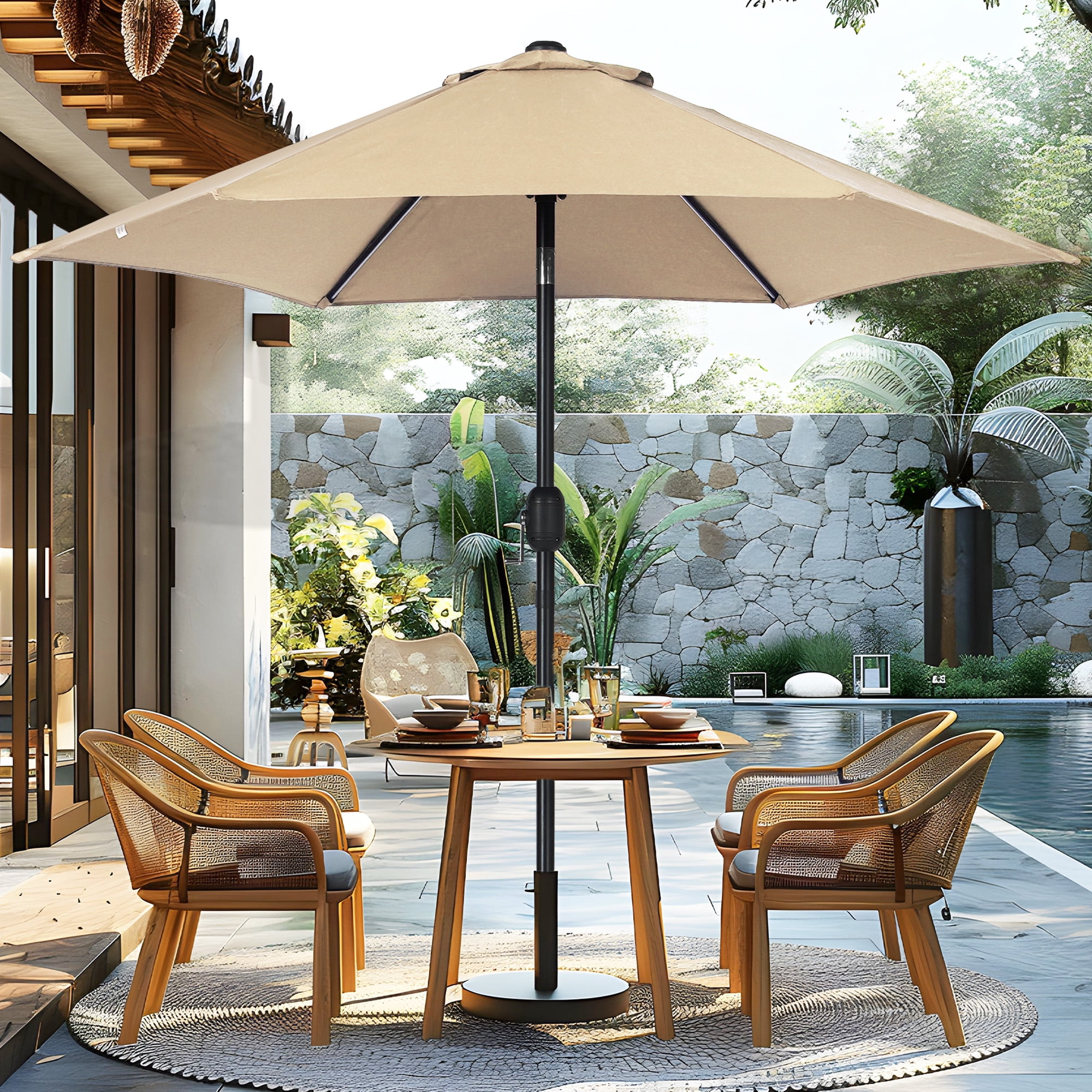 SogesPower UV Shade Umbrella, Metal Outdoor Patio Umbrella with Crank