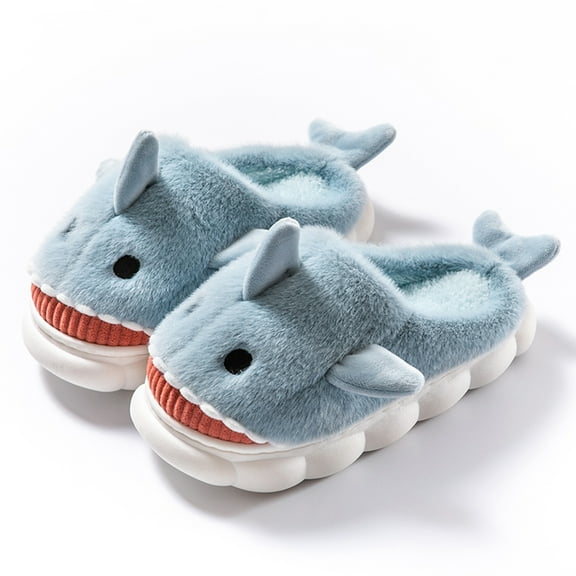 Sogetch Womens Cute Shark Slippers Soft Warm Fuzzy House Shoes for Women and Men