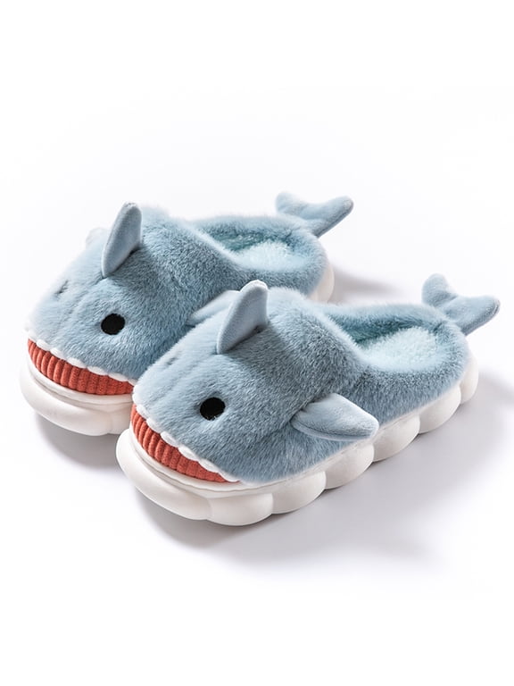 Womens Cute Shark Slippers Soft Warm Fuzzy House Shoes for Women and Men