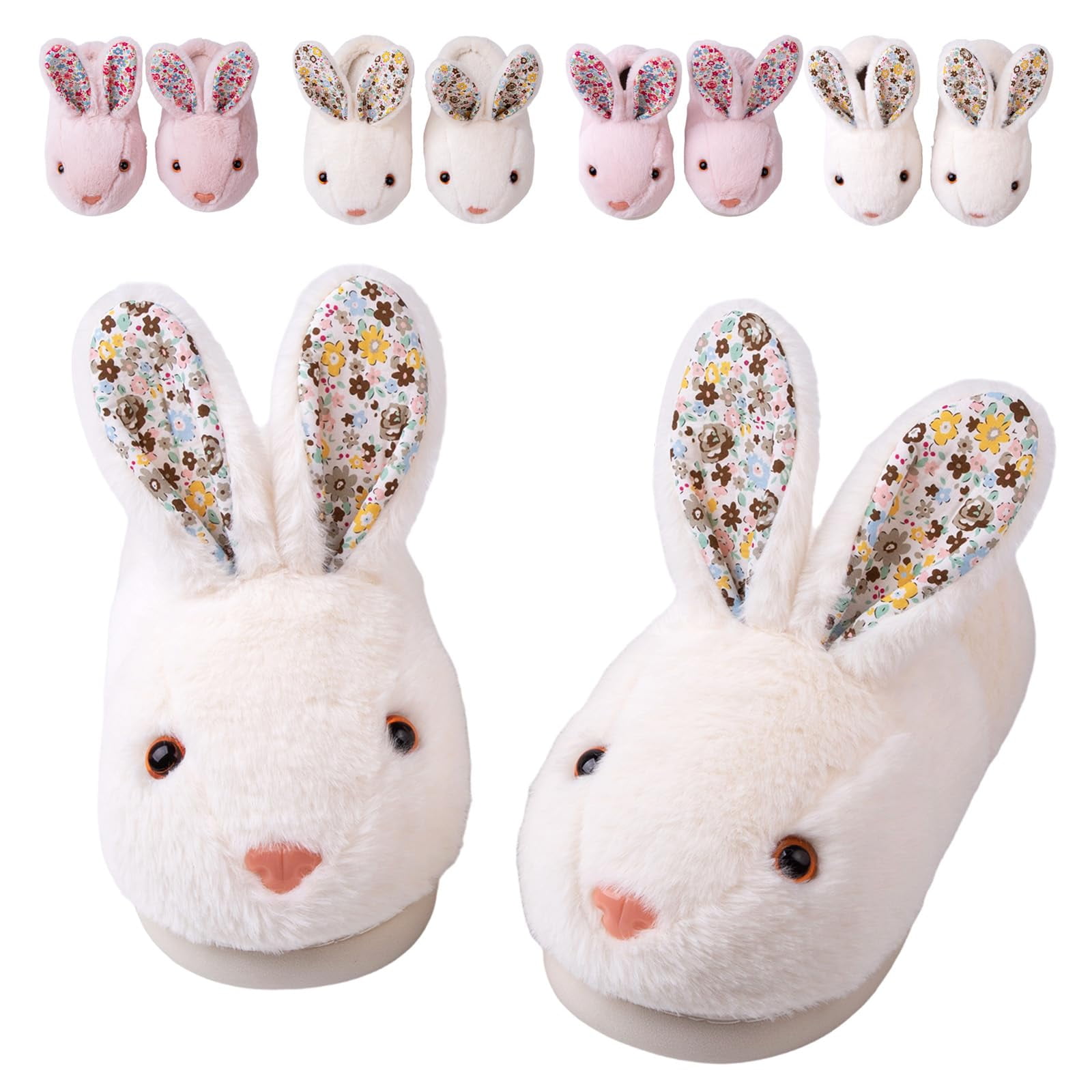 Sogetch Womens Cute Bunny Slippers Soft Warm Fuzzy House Shoes ...