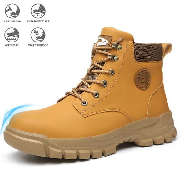 Sogetch Steel Toe Boots for Women Men Comfortable Puncture Proof Work Shoes with Waterproof Upper